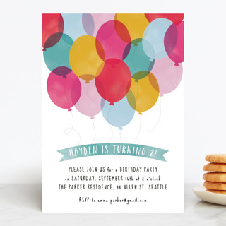 Birthday Balloons Children's Birthday Party Invitations