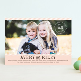 Vintage Stripes Children's Birthday Party Invitations