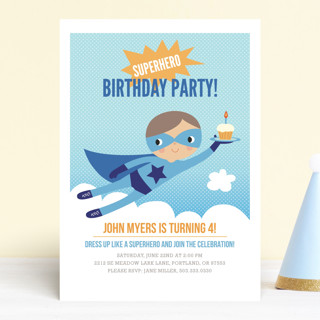 Super Birthday Boy Children's Birthday Party Invitations