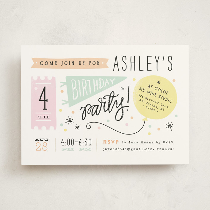 Details details Children's Birthday Party Invitations by Jennifer Wick ...
