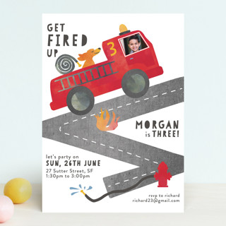 Little Fireman Children's Birthday Party Invitations