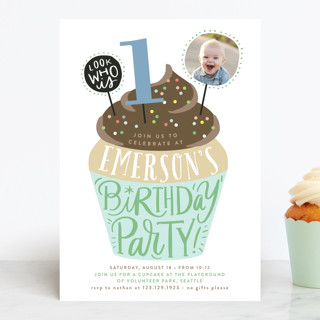 Cupcake Topper Children's Birthday Party Invitations