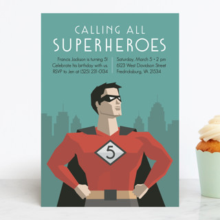 Calling All Superheroes Children's Birthday Party Invitations