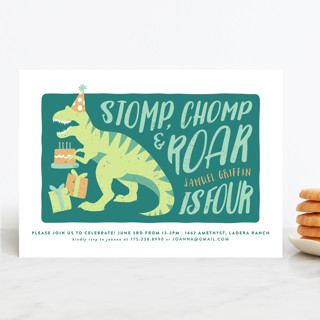 Stomp and Chomp Dino Children's Birthday Party Invitations