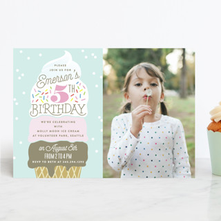 Ice Cream Cone Children's Birthday Party Invitations