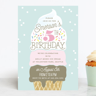 Ice Cream Cone Children's Birthday Party Invitations