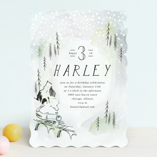 Winter Train Children's Birthday Party Invitations