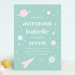 Little Retro Astronaut Children's Birthday Party Invitations