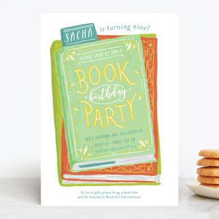 Book Stack Children's Birthday Party Invitations