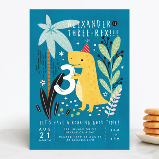 Three-Rex Children's Birthday Party Invitations