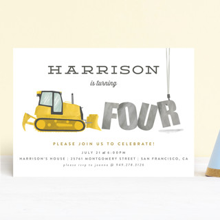 Bulldozer Bash Children's Birthday Party Invitations