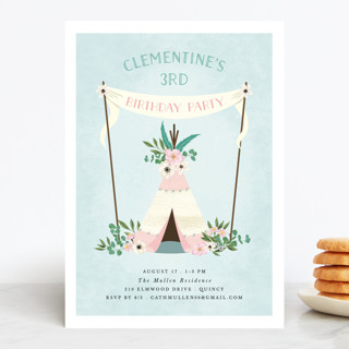 Boho teepee Children's Birthday Party Invitations