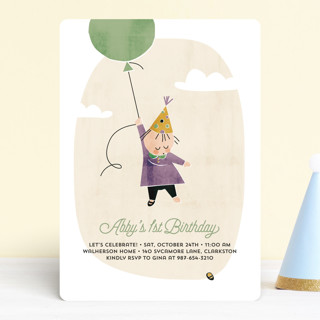 First Balloon Children's Birthday Party Invitations