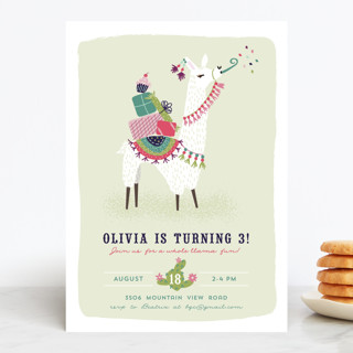 Party Llama Children's Birthday Party Invitations