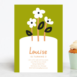 Flower Cake Children's Birthday Party Invitations