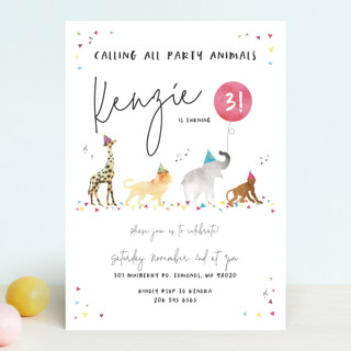 Party Animals Marching to the Music Children's Birthday Party Invitations