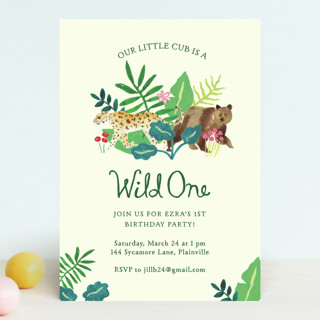 Our Cub Is One Children's Birthday Party Invitations