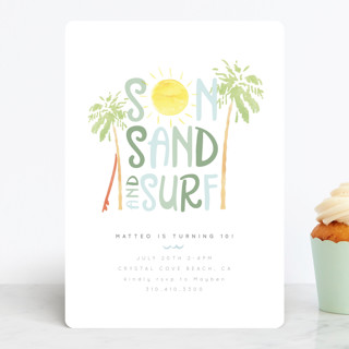 Sun Sand and Surf Children's Birthday Party Invitations