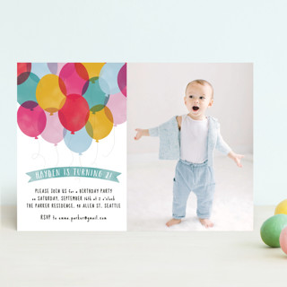 Birthday Balloons Children's Birthday Party Invitations