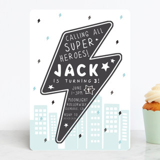 Calling All Superheroes Children's Birthday Party Invitations