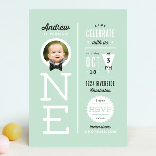 One Little Man Children's Birthday Party Invitations