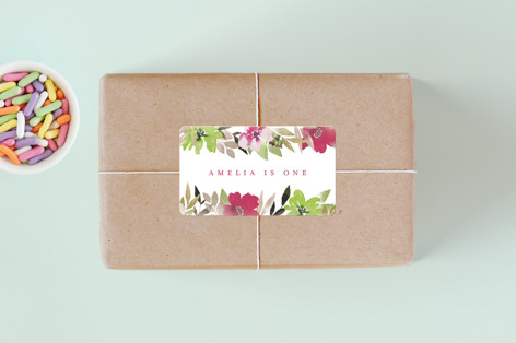 Blooming One Children's Birthday Party Stickers