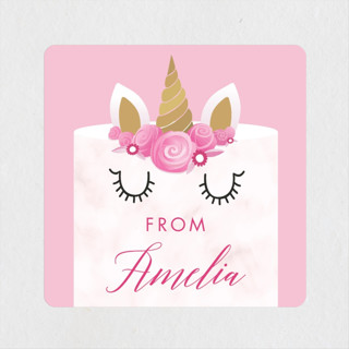 Unicorn Cake Children's Birthday Party Stickers