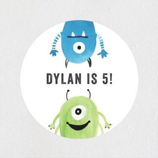 Monster Party Children's Birthday Party Stickers