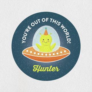 Greetings, Earthlings. Children's Birthday Party Stickers