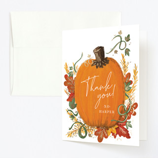 Pumpkin Patch Foil-Pressed Children's Birthday Party Thank You Cards