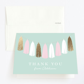 Gilded Garland Foil-Pressed Children's Birthday Party Thank You Cards