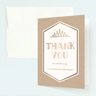 Pink & Gold Foil-Pressed Children's Birthday Party Thank You Cards