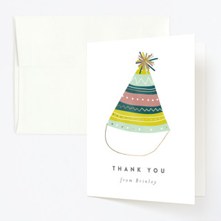 Party Hat Foil-Pressed Children's Birthday Party Thank You Cards