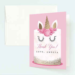 Unicorn Cake Foil-Pressed Children's Birthday Party Thank You Cards