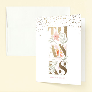 Floral Glimmer Foil-Pressed Children's Birthday Party Thank You Cards