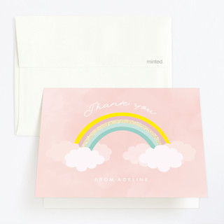 Sparkly Rainbow Foil-Pressed Children's Birthday Party Thank You Cards