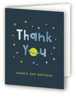 Two the moon Foil-Pressed Children's Birthday Party Thank You Cards