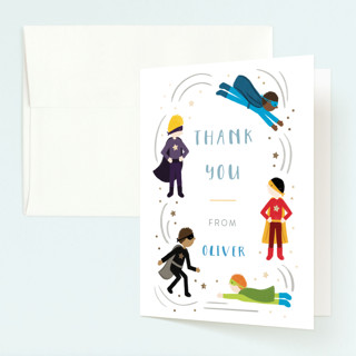 Superhero Party Foil-Pressed Children's Birthday Party Thank You Cards