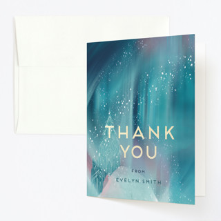Magical Winter Foil-Pressed Children's Birthday Party Thank You Cards