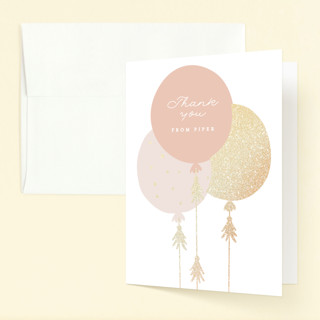 Glitter Balloons Foil-Pressed Children's Birthday Party Thank You Cards