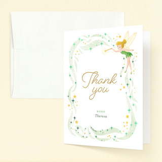 Disney's Tinkerbell Fairy Stardust Foil-Pressed Children's Birthday Party Thank You Cards