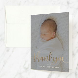 Sweet Script Foil-Pressed Baptism and Christening Thank You Cards