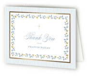 Lemon Stripes Foil-Pressed Baptism and Christening Thank You Cards