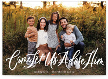 Hand Lettered Adore Him Christmas Photo Cards