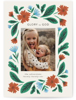 flower drop Christmas Photo Cards