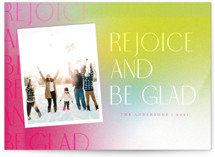 Neon Rejoice Christmas Photo Cards