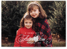 Elegant Adore Him Christmas Photo Cards