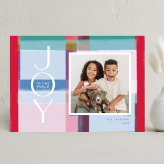 Painterly Plaid Christmas Photo Cards