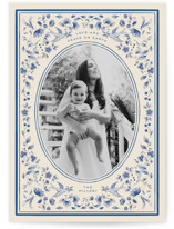 Peaceful Blooms in Blue Christmas Photo Cards