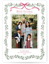 Holly Garland and Bow Christmas Photo Cards